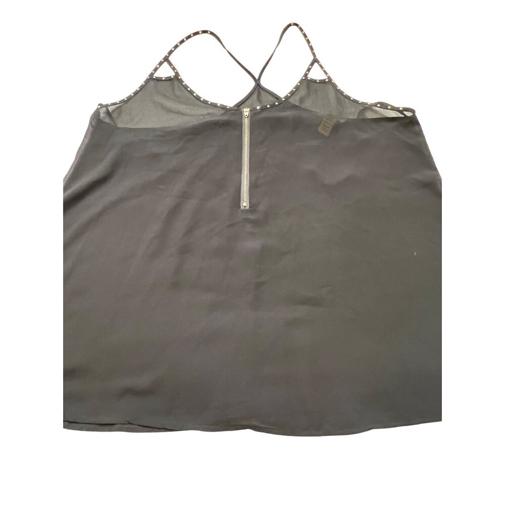 Finesse Black Sheer Studded Strappy Tank Zipper 2XL  Stylish Office Party Dressy - Picture 6 of 16
